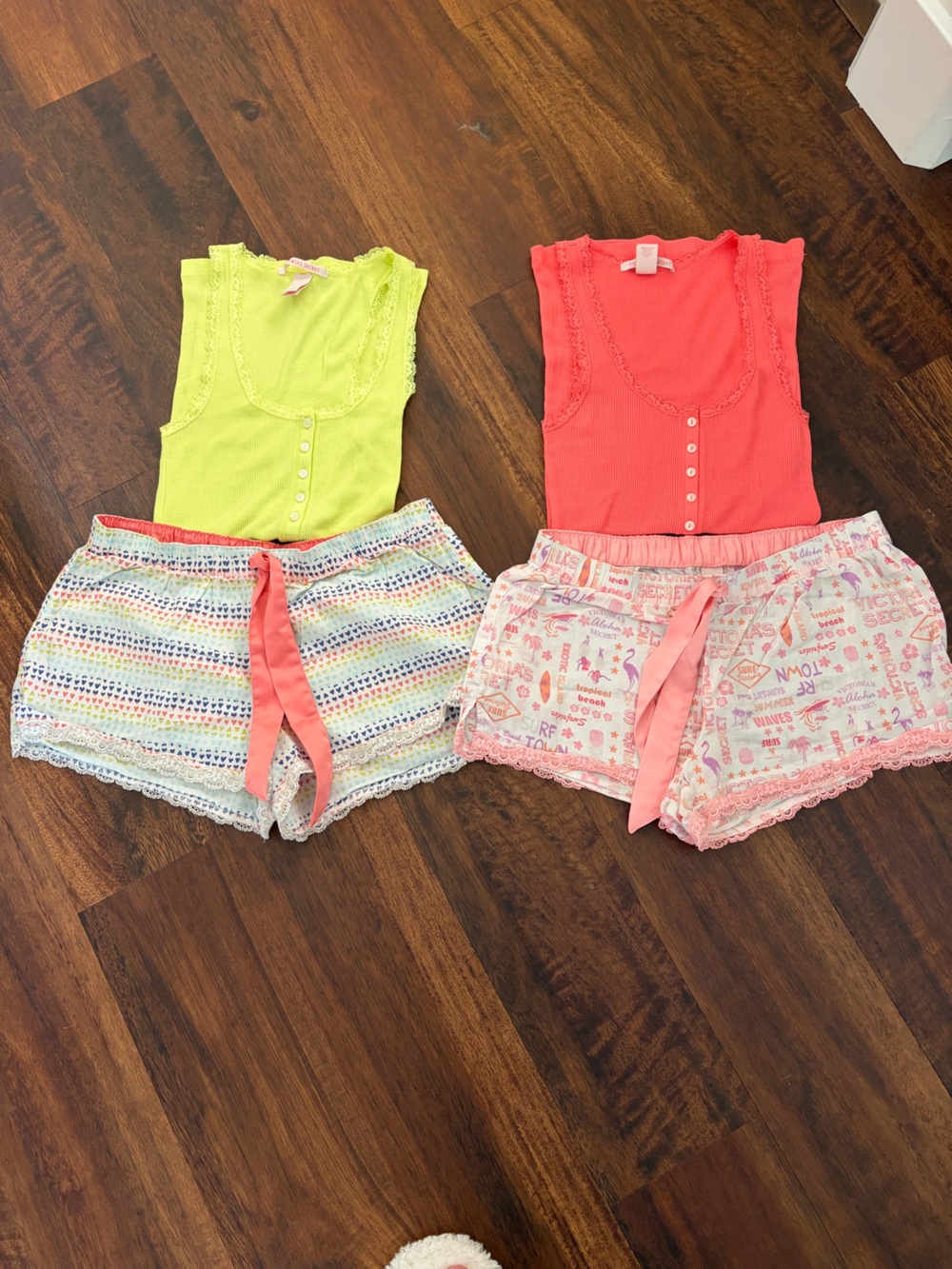 Victorias Secret Women’s Pink & Multicolor Cotton Pajama Shorts Set - XS